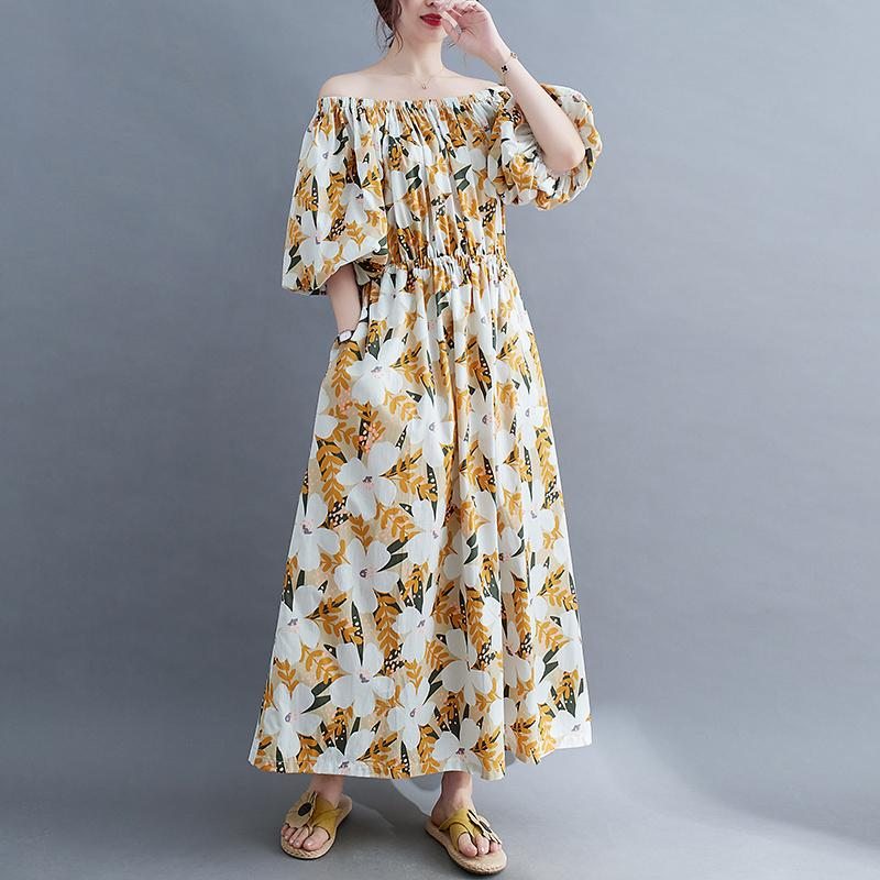 Robe D'été Ample En Coton À Fleurs Grande Taille