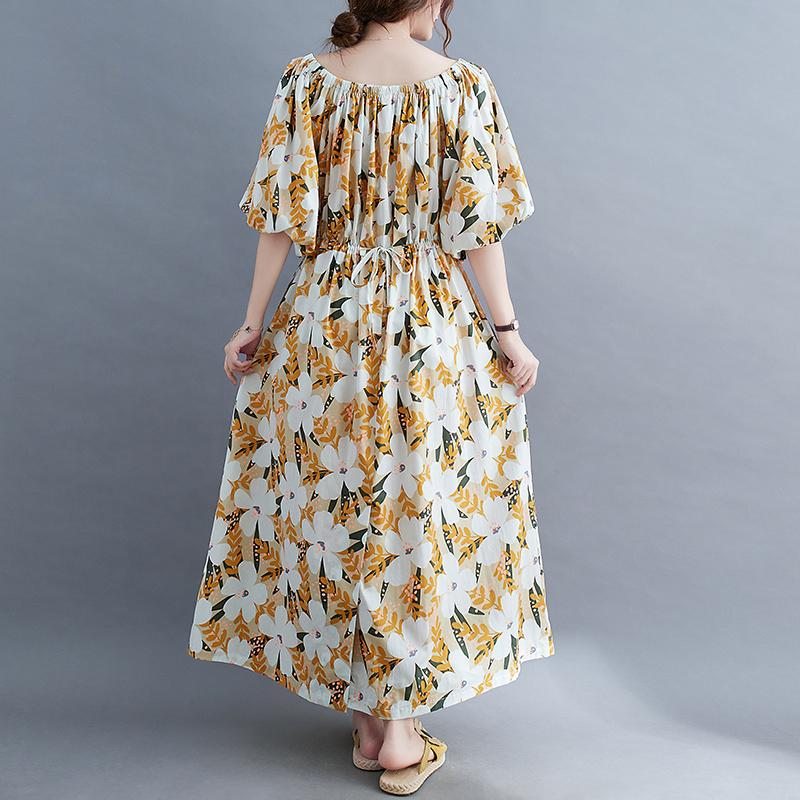 Robe D'été Ample En Coton À Fleurs Grande Taille