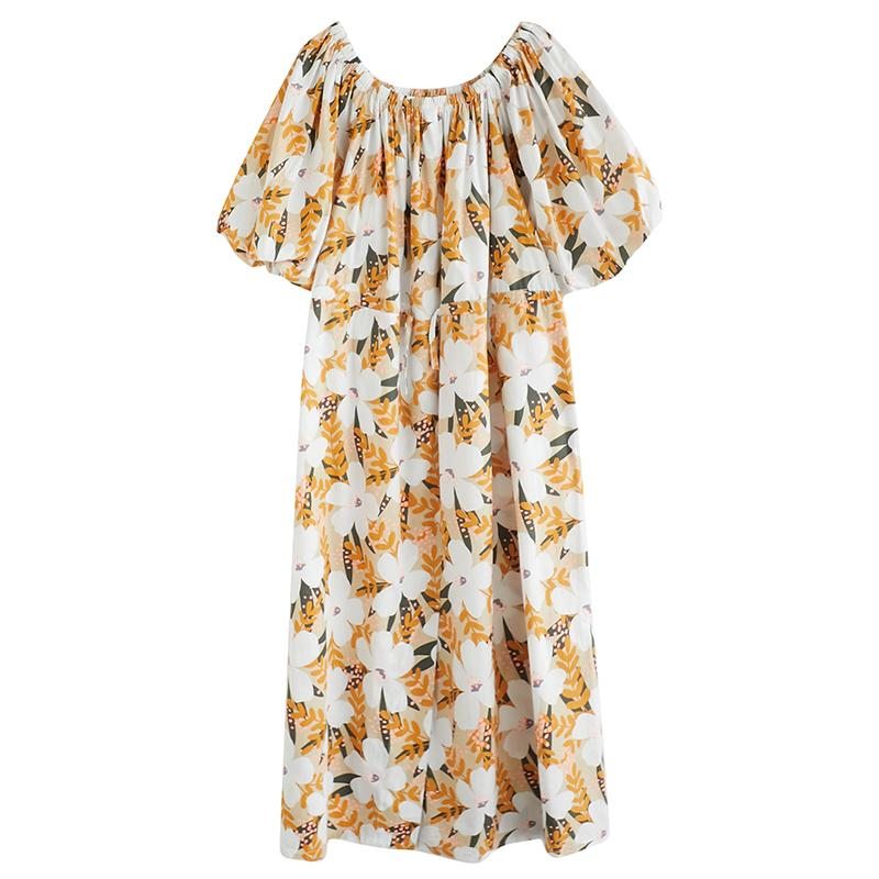 Robe D'été Ample En Coton À Fleurs Grande Taille