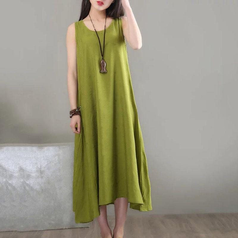 Robe D'été Ample En Lin Sans Manches