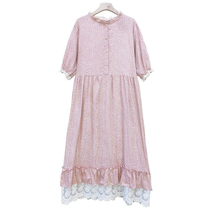 Robe D'été En Coton Et Lin Avec Col À Volants Rétro