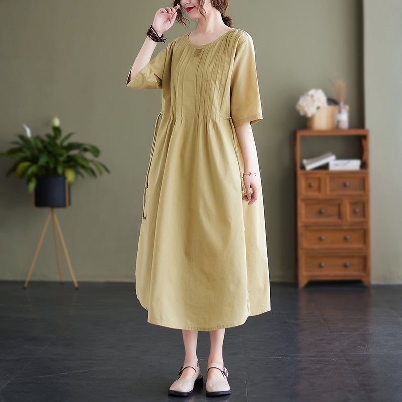 Robe D'été En Coton Et Lin À La Taille Ample