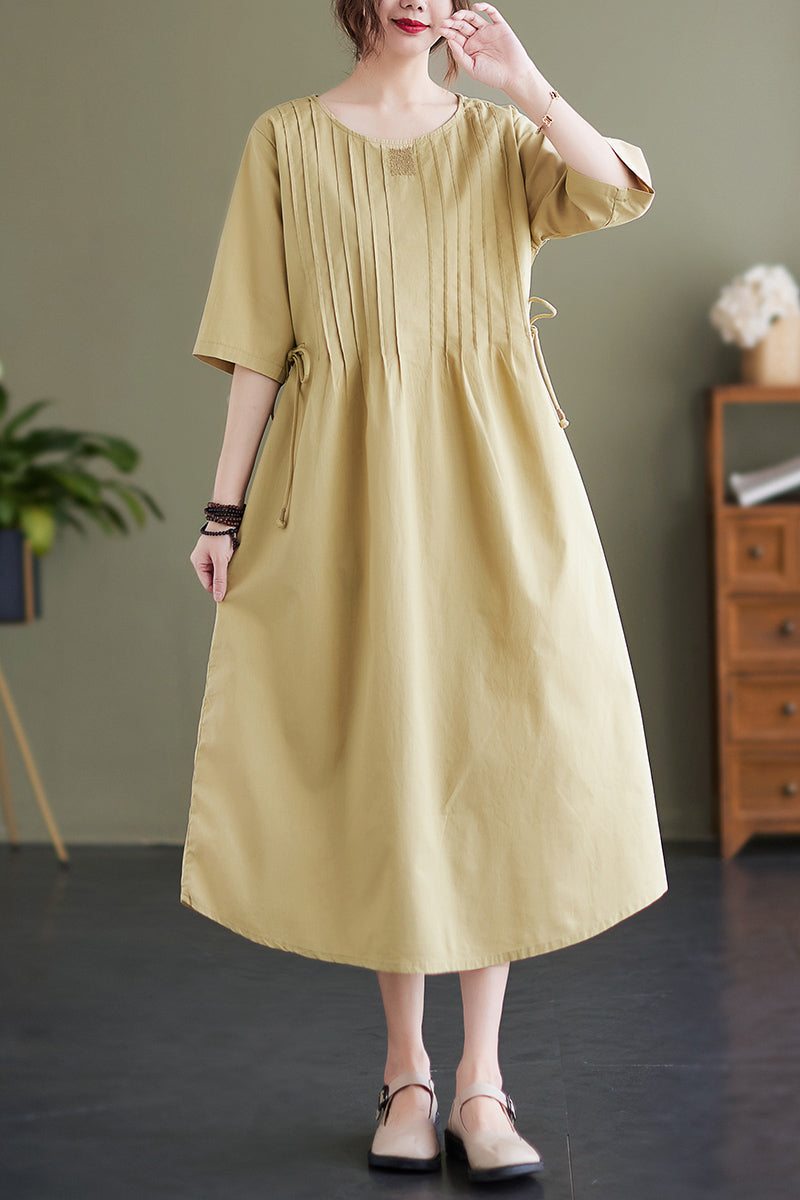 Robe D'été En Coton Et Lin À La Taille Ample