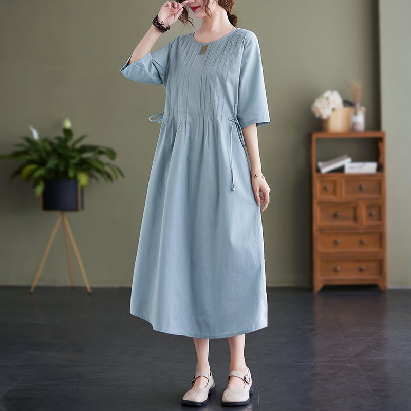 Robe D'été En Coton Et Lin À La Taille Ample