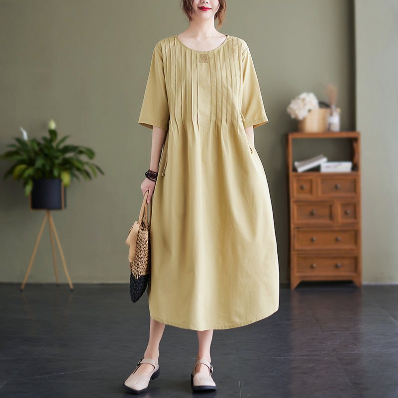 Robe D'été En Coton Et Lin À La Taille Ample