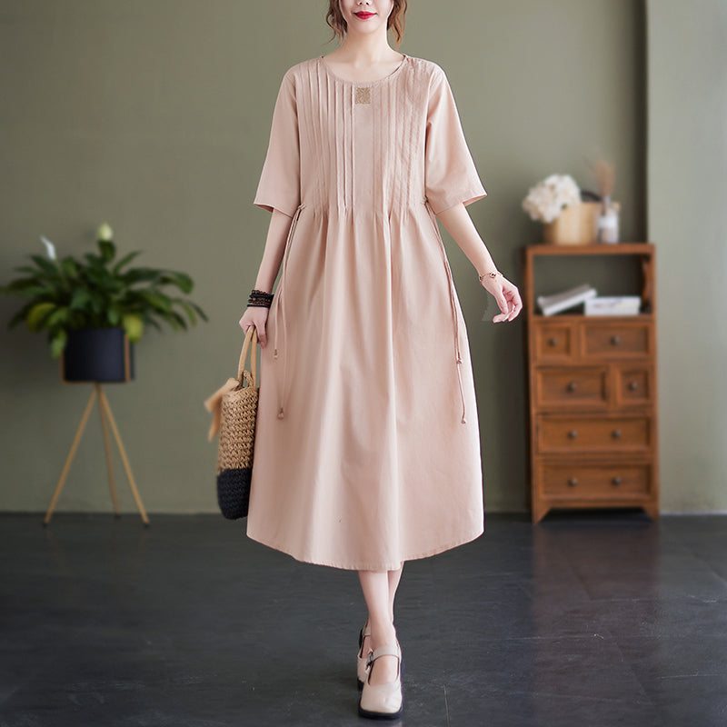 Robe D'été En Coton Et Lin À La Taille Ample