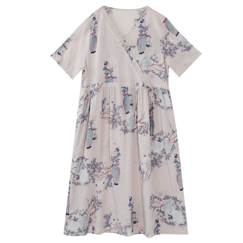 Robe D'été Décontractée En Coton Patchwork Rétro Ample