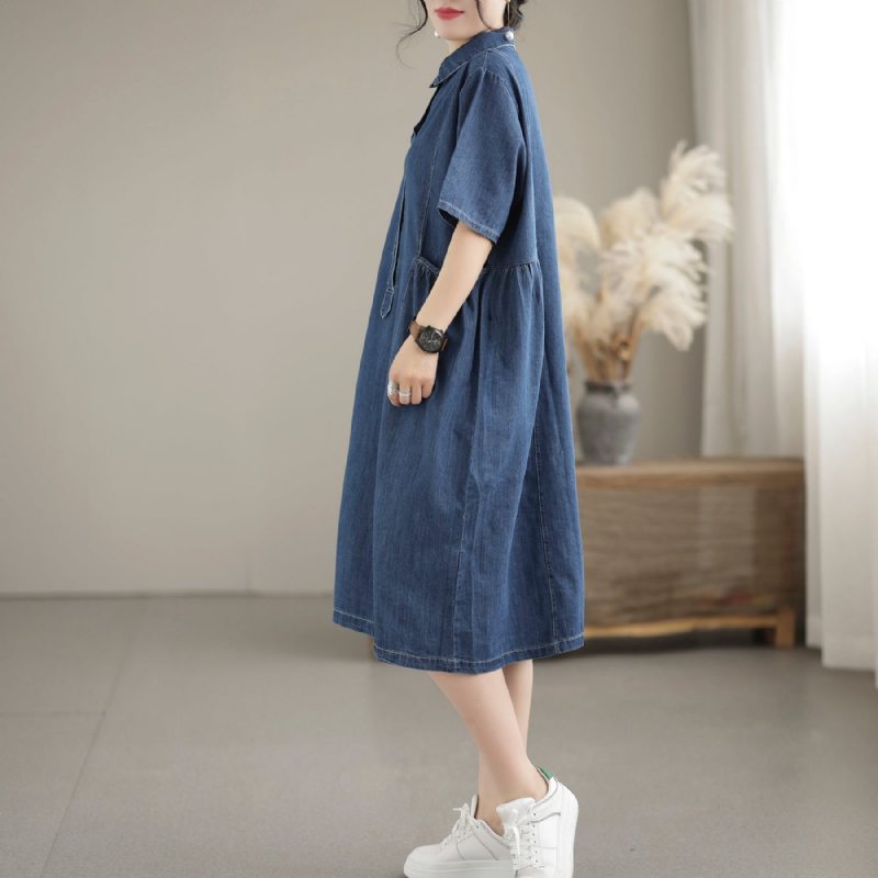 Robe D'été Décontractée En Denim De Coton