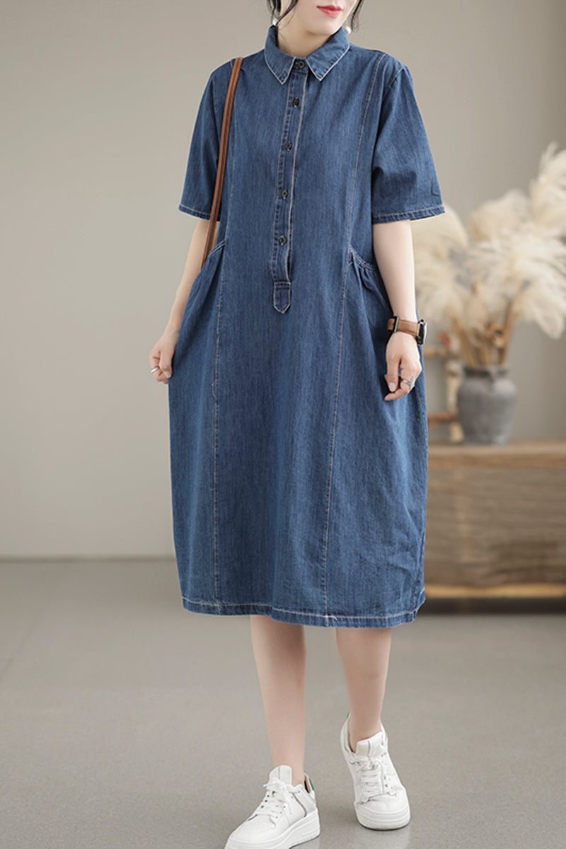 Robe D'été Décontractée En Denim De Coton