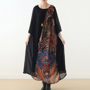 Robe D'été Imprimée À Manches Mi-longues Pour Femmes