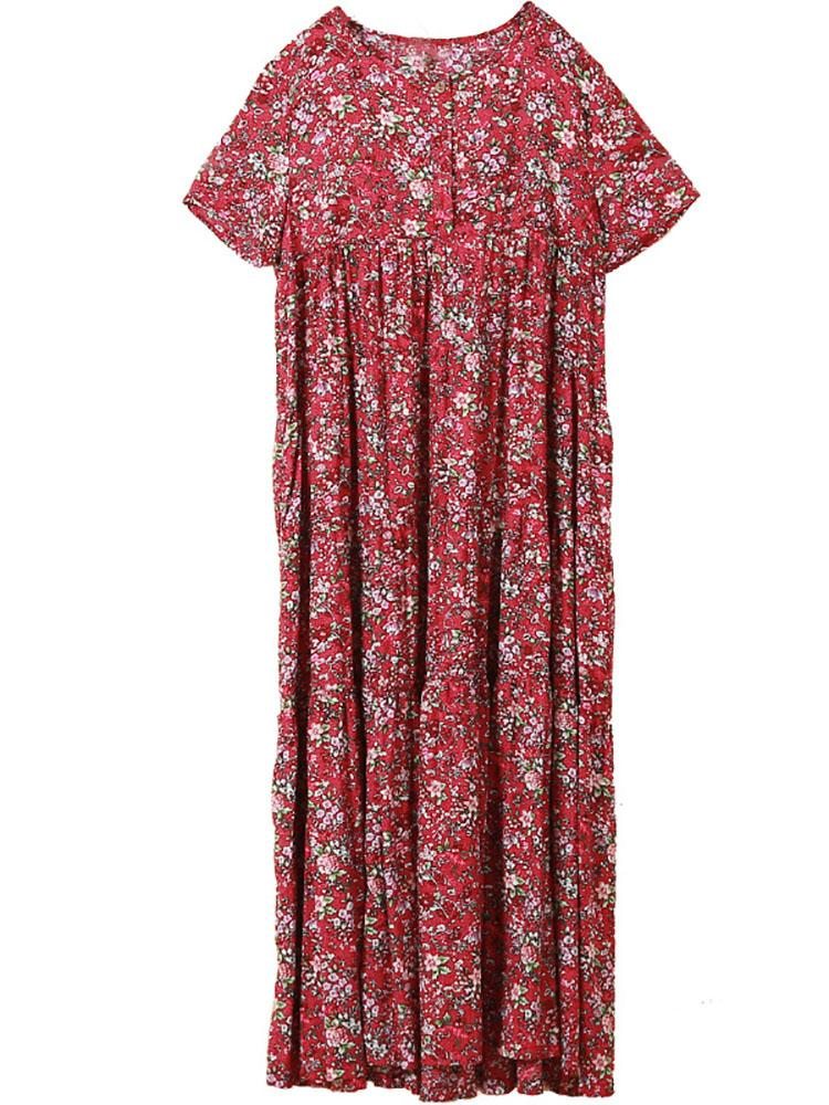 Robe D'été En Lin Et Coton À Fleurs Boho