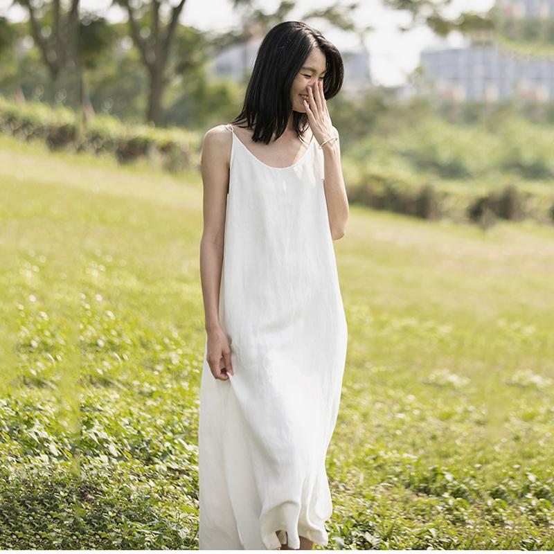 Robe D'été Longue Basique Sans Manches Pour Femmes