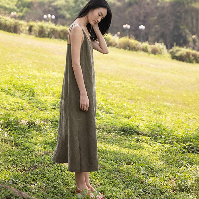 Robe D'été Longue Basique Sans Manches Pour Femmes