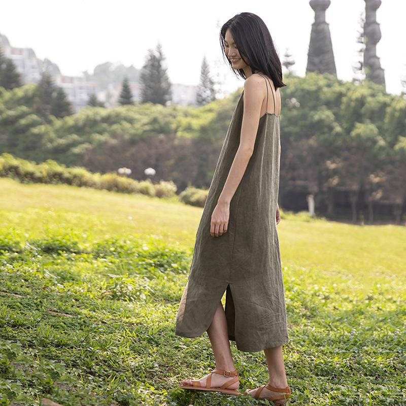 Robe D'été Longue Basique Sans Manches Pour Femmes