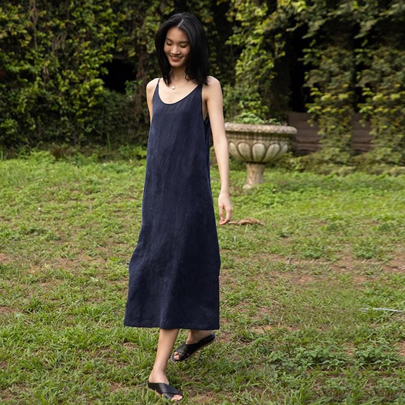 Robe D'été Longue Basique Sans Manches Pour Femmes