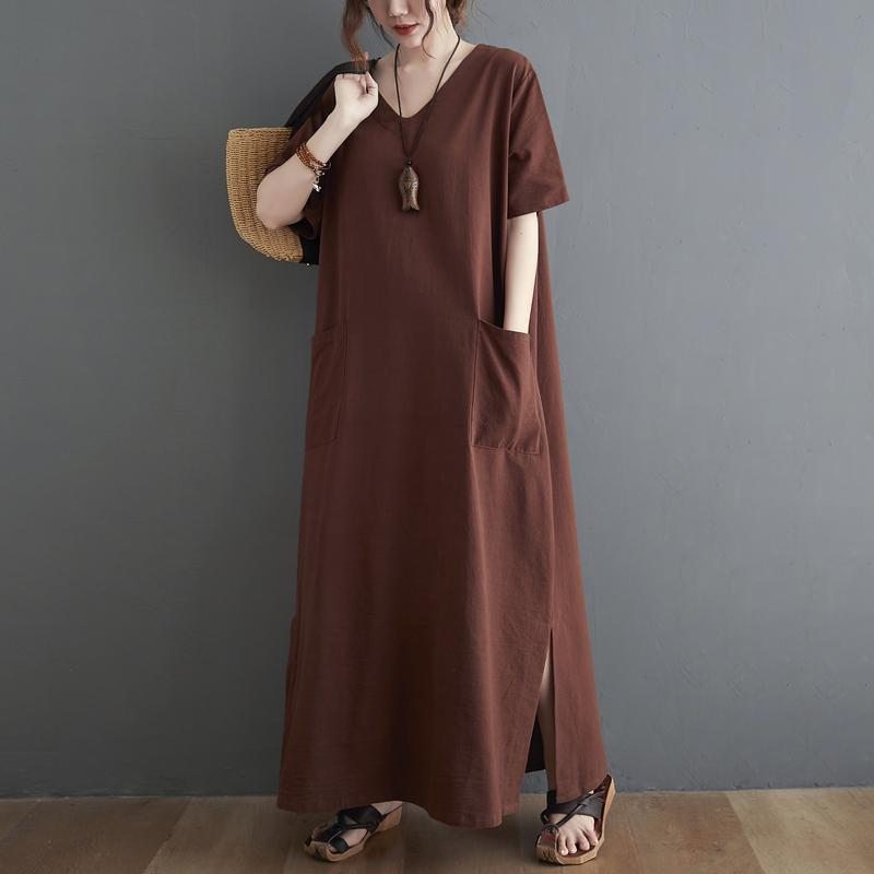 Robe D'été Rétro Ample En Coton Et Lin Grande Taille