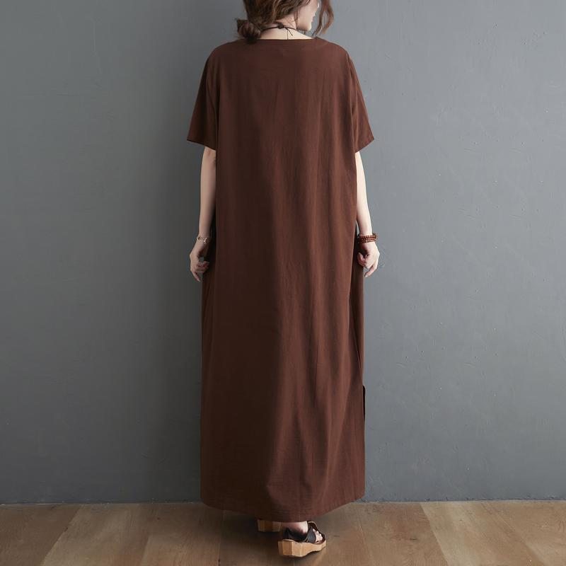 Robe D'été Rétro Ample En Coton Et Lin Grande Taille