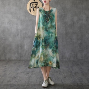 Robe D'été Sans Manches En Lin À Fleurs