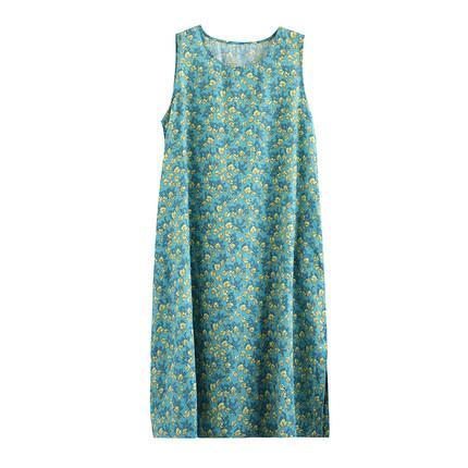 Robe D'été Sans Manches En Lin À Fleurs