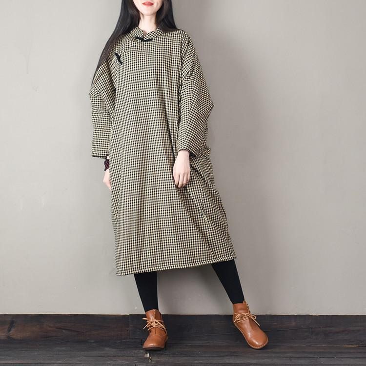 Robe D'hiver Ample À Carreaux Vintage