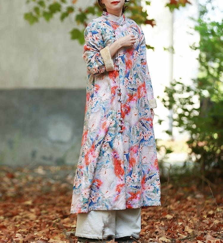 Robe D'hiver Ample En Coton Fleuri À Imprimé Vintage