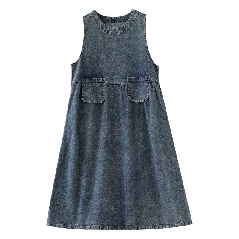 Robe En Jean Sans Manches Décontractée De Printemps