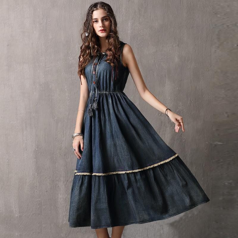 Robe En Jean Vintage Sans Manches D'été