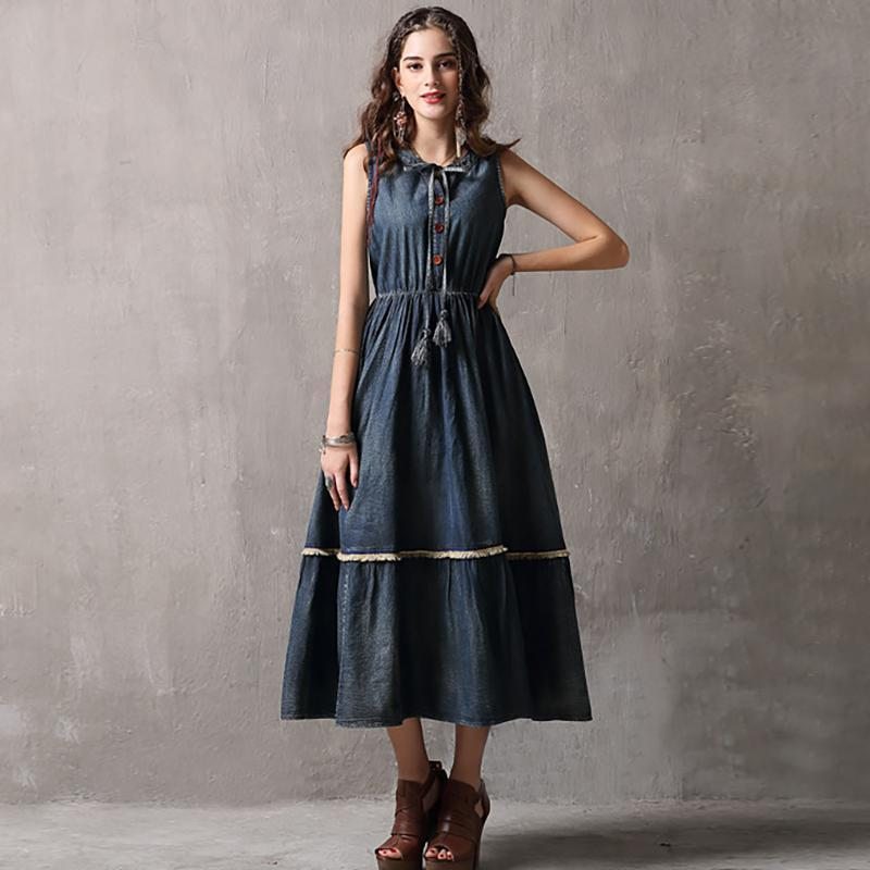 Robe En Jean Vintage Sans Manches D'été