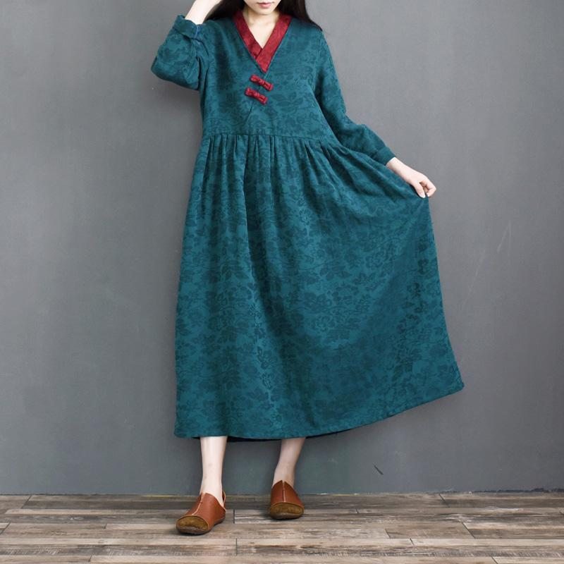 Robe En Lin De Coton De Style Ethnique Rétro D'automne