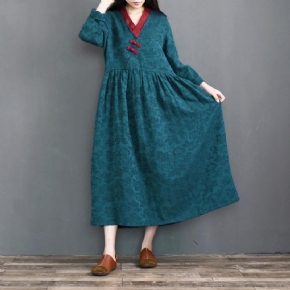 Robe En Lin De Coton De Style Ethnique Rétro D'automne