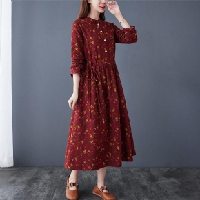 Robe En Lin Et Coton À Fleurs Rétro Et Élégante