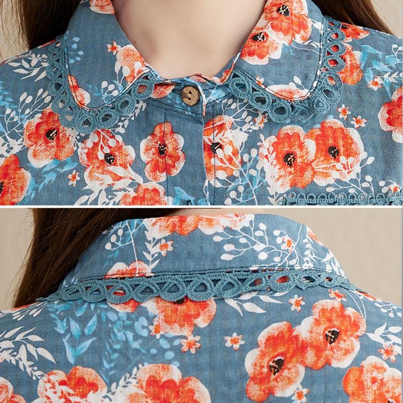 Robe En Lin Et Coton Grande Taille À Fleurs Printemps-été