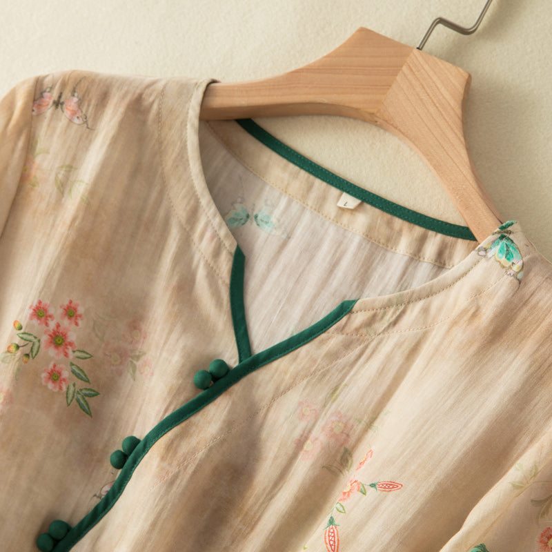 Robe En Lin À Fleurs Vintage D'été