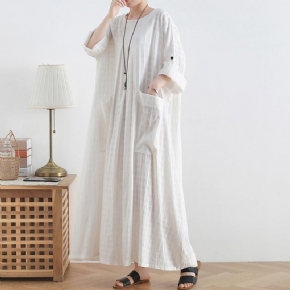 Robe Longue Ample En Coton Et Lin Printemps Été