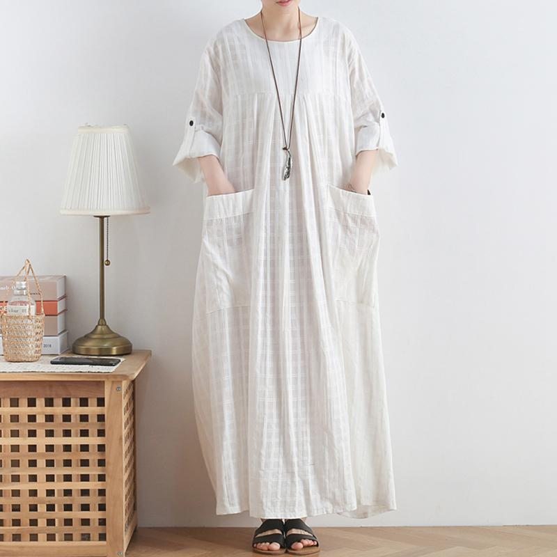 Robe Longue Ample En Coton Et Lin Printemps Été