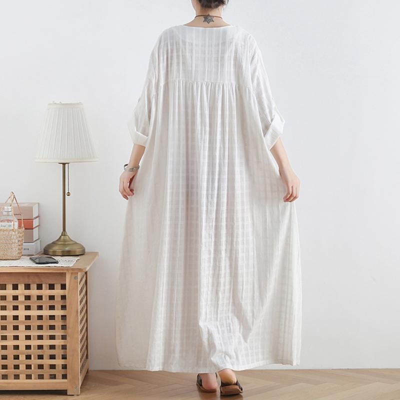 Robe Longue Ample En Coton Et Lin Printemps Été