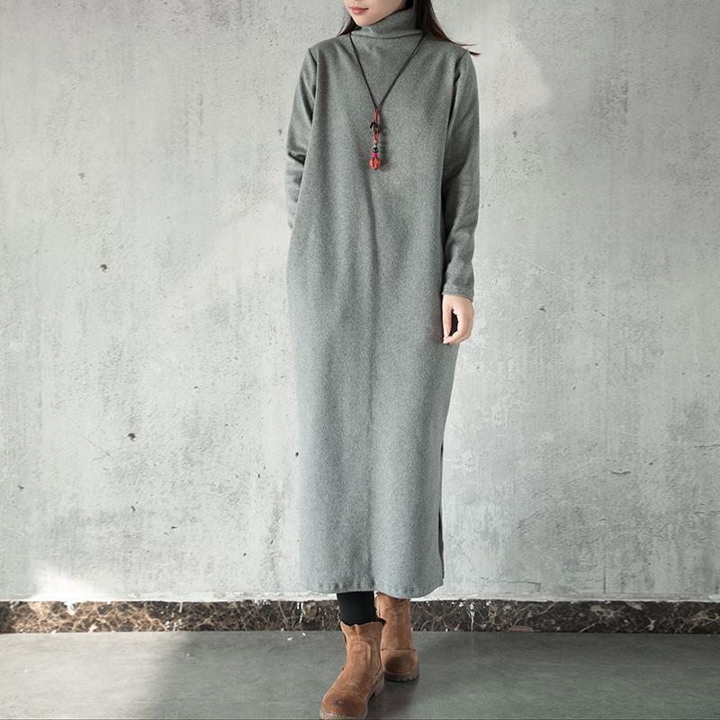 Robe Longue En Tricot Fendue D'hiver Vintage