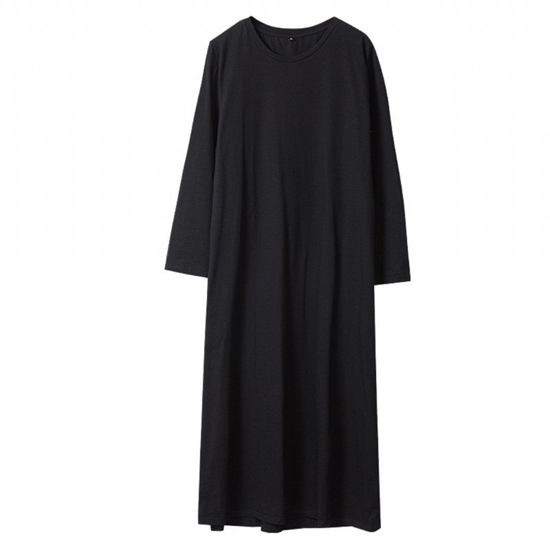 Robe À Manches Longues En Coton Simple Pour Femmes