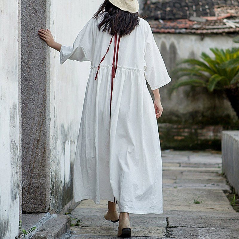 Robe À Manches Longues À Volants Pour Femmes