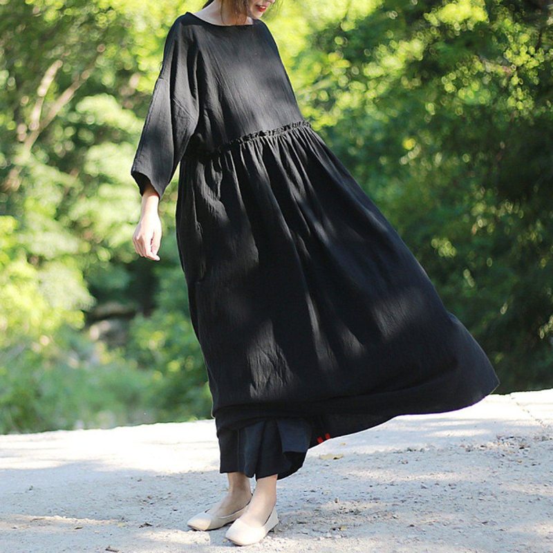 Robe À Manches Longues À Volants Pour Femmes