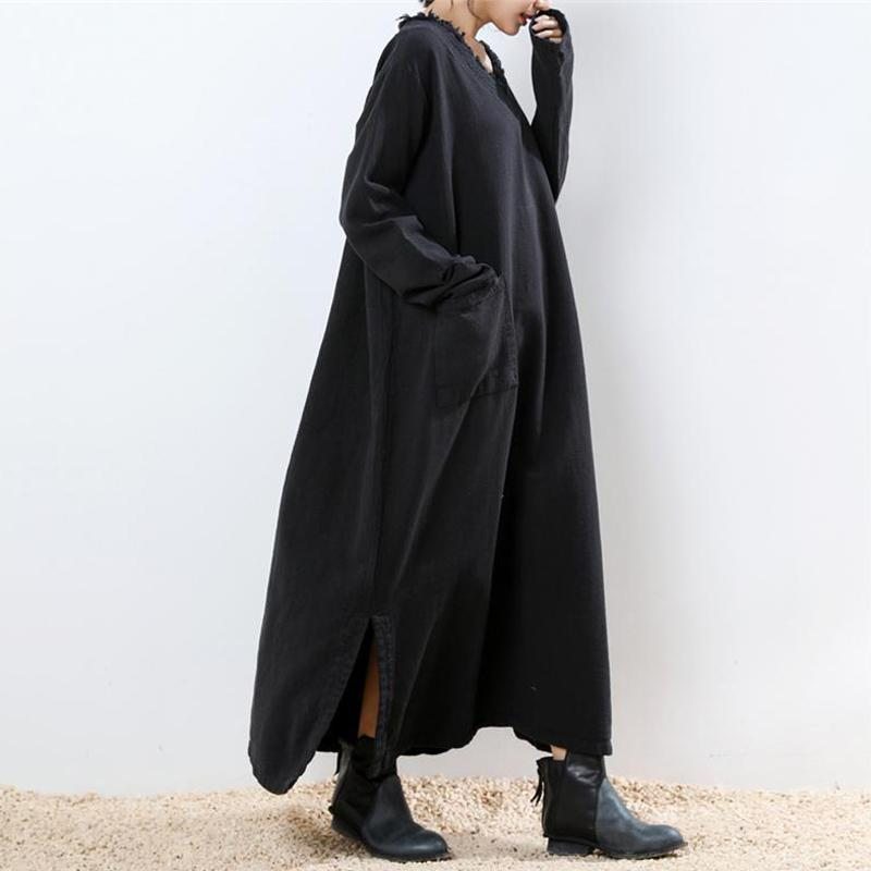 Robe Maxi Ample À Col En V Et Fente Rétro