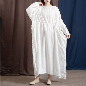 Robe Maxi Ample À Manches Longues Avec Cordon De Serrage Pour Femmes