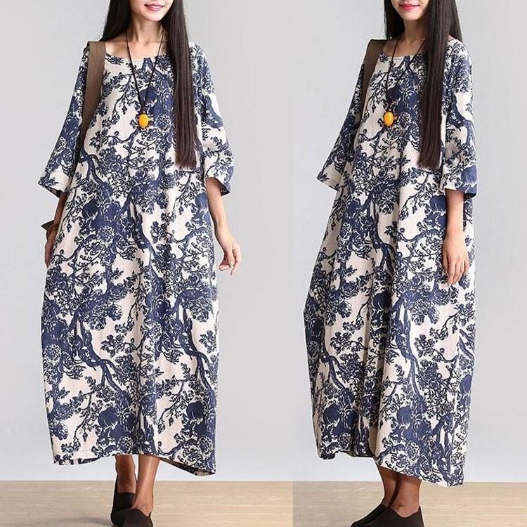 Robe Maxi Décontractée Ample En Coton Et Lin Pour Femme