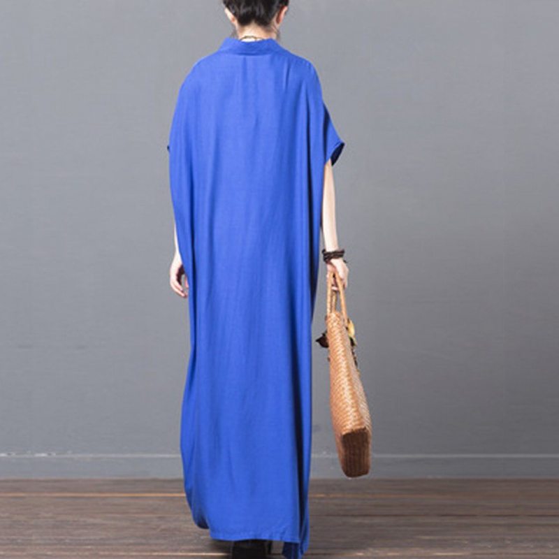 Robe Maxi Décontractée À Col En V Uni