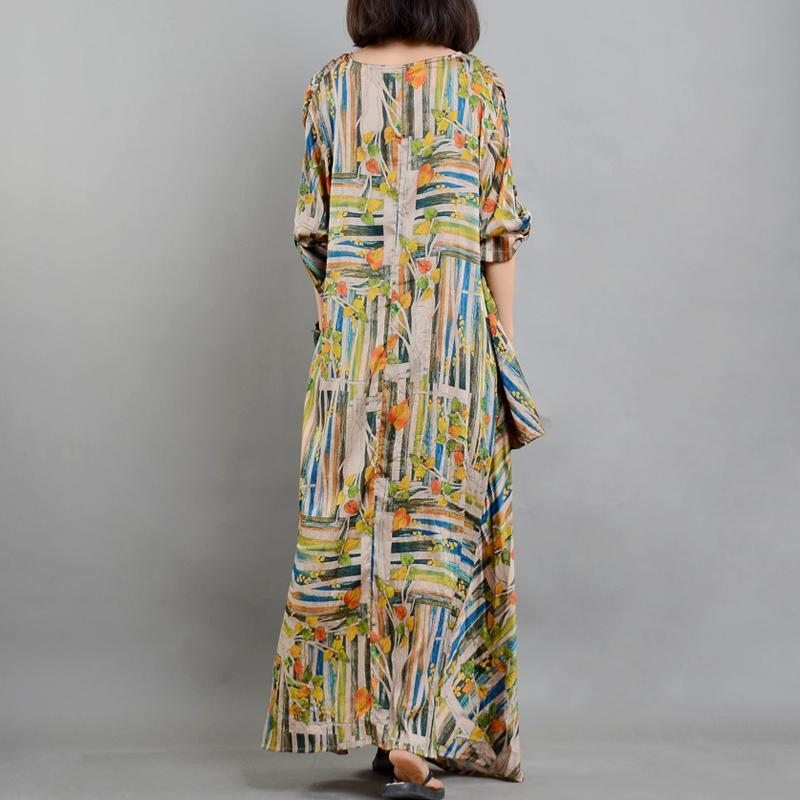 Robe Maxi D'été Décontractée À Col En V Pour Femmes