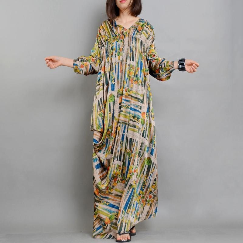 Robe Maxi D'été Décontractée À Col En V Pour Femmes