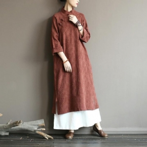 Robe Maxi En Lin Vintage Littéraire Ample D'automne