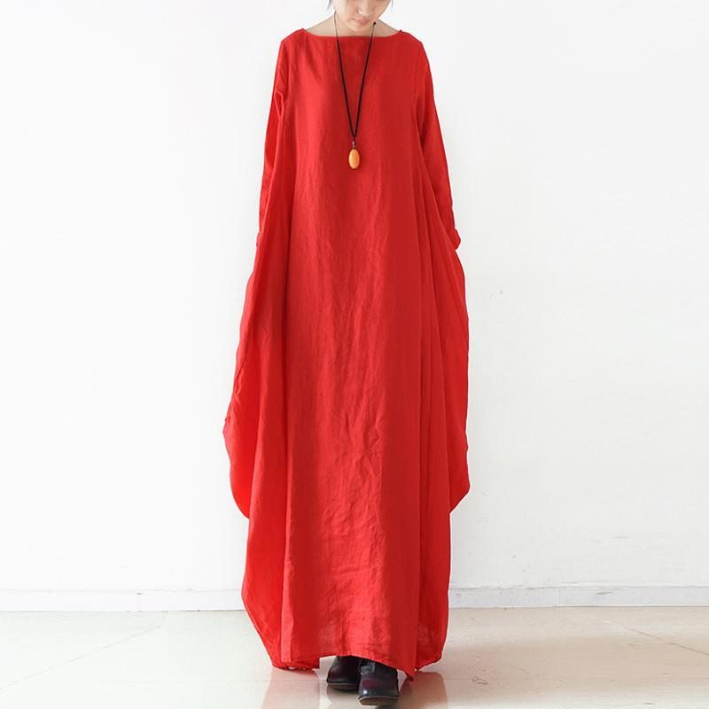 Robe Maxi À Manches Longues En Lin Ample Pour Femmes