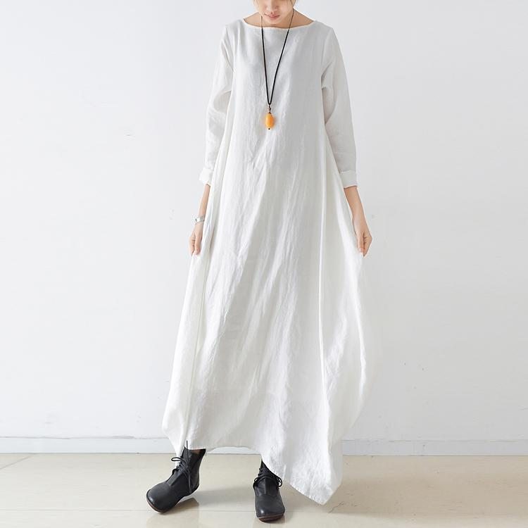 Robe Maxi À Manches Longues En Lin Ample Pour Femmes