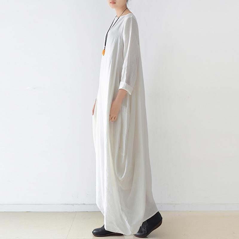 Robe Maxi À Manches Longues En Lin Ample Pour Femmes